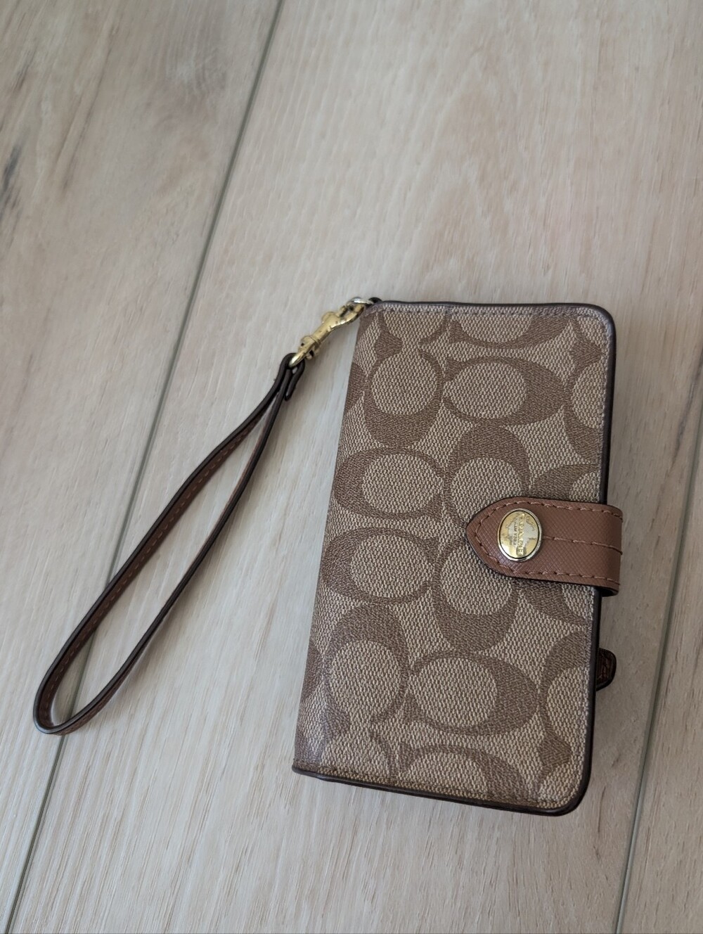 Coach Brown Signature Wristlet